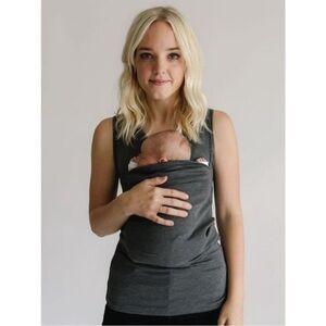 Lalabu Soothe Babywearing Shirt Size Medium Gray Sleeveless Postpartum Nursing